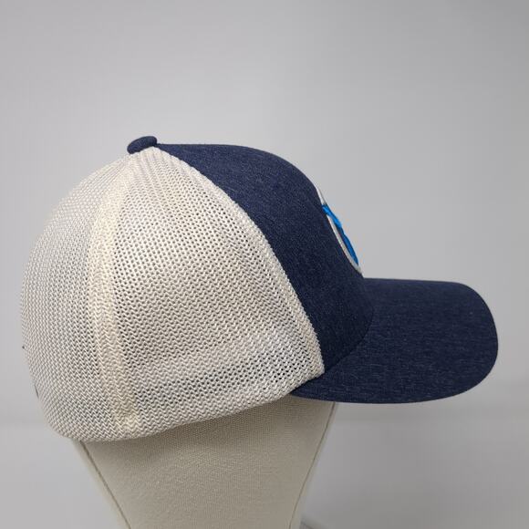 Get Your Hooey Roughy Fitted Trucker Hat Blue M Embroidered Mesh Back Flexfit - Picture 5 of 9